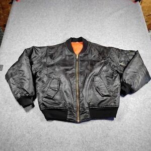 Rothco Mens MA-1 Flight Bomber Jacket Black Nylon Military Flyer Size Medium